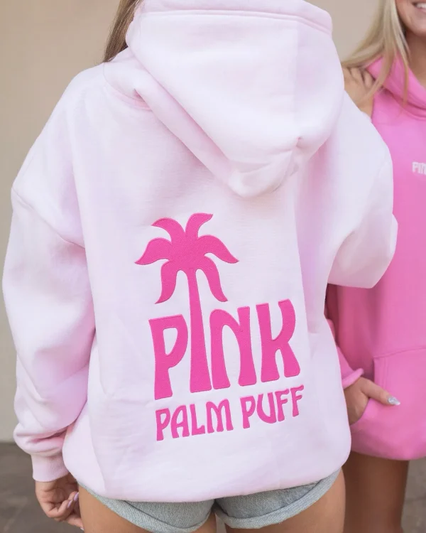 Pink Palm Puff Hoodies for Elevated Everyday Looks
